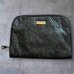 Steve Madden "Black Faux Croc Large Gold Zipper Bag" - NWOT
